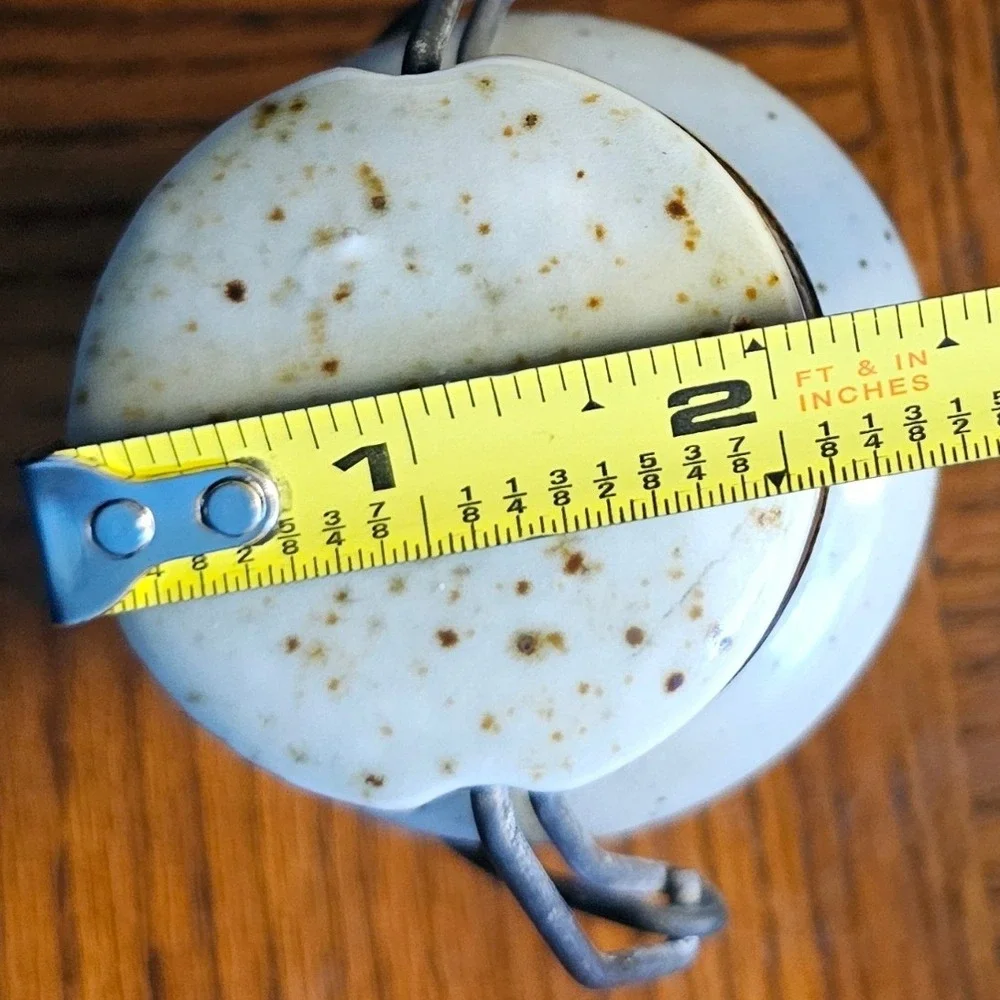 Vintage Studio Pottery Bamboo Leaf Stoneware Canister Wire Bail Spice Jar